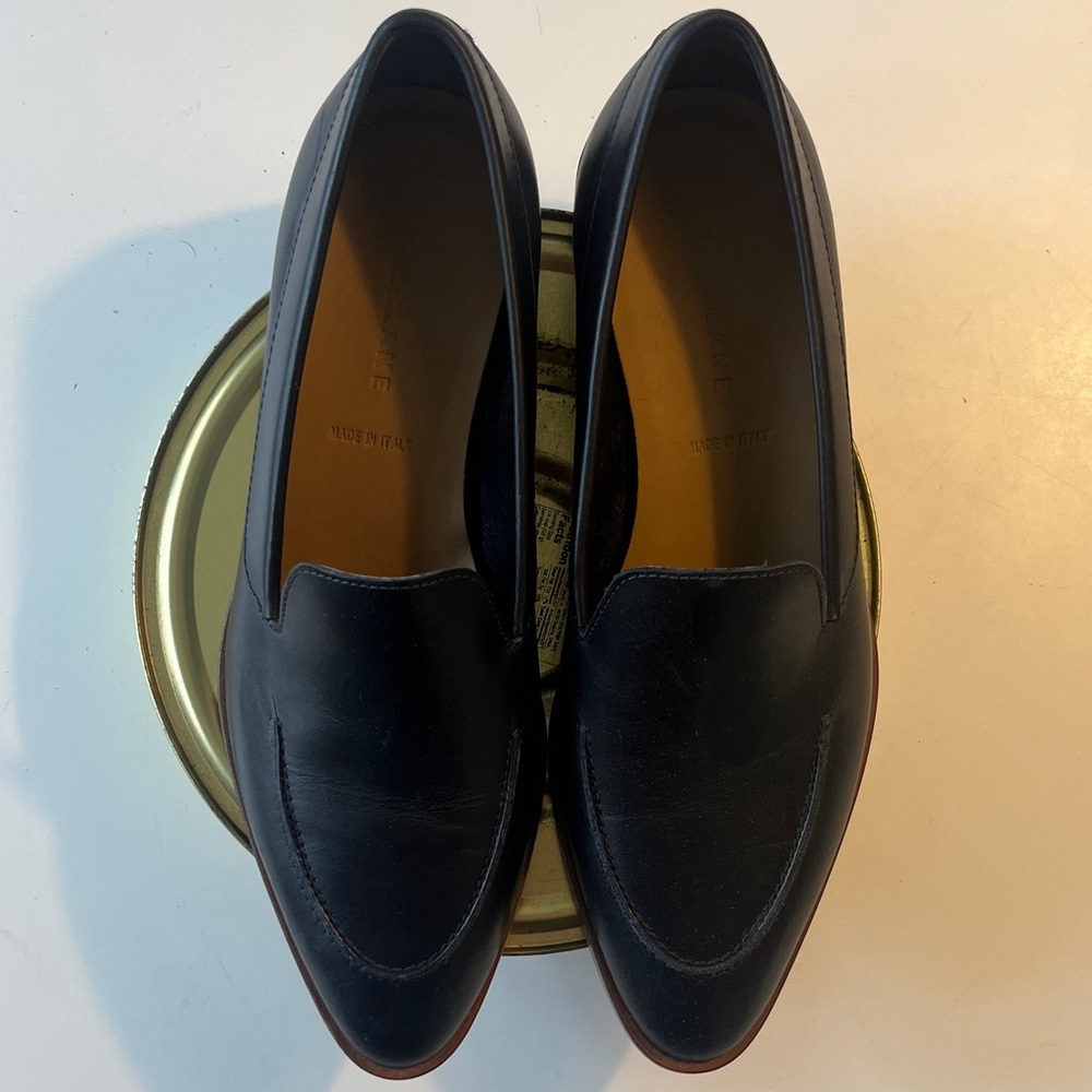 New EVERLANE Navy Leather Loafers